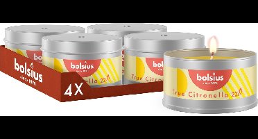 Bolsius - True Citronella - Geurkaars in Blik - 4 stuks - 22 branduren