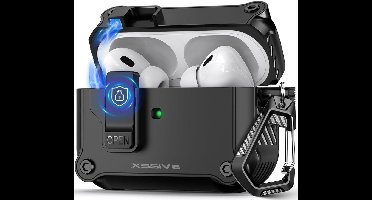 Case geschikt voor Apple AirPods Pro 2 & AirPod Pro 1 Hoesje - Waterdicht - 100% Shockproof Case - Vergrendelknop - Zwart