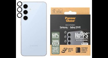 PanzerGlass Screenprotector geschikt voor Samsung Galaxy S24 FE Glazen | PanzerGlass Hoops Camera Lens Protector - Case Friendly - Zwart