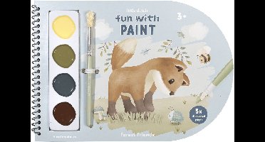 Little Dutch verfboek Forest Friends - knutselboek tekenen en schilderen, incl kwast en 4 kleuren verf - peuter kleuter - vakantieboek - speelgoed 3 jaar