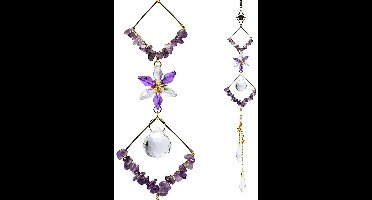 Suncatcher met amethist stenen en ruiten