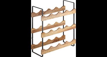 Metaltex - York Lava - Flessenrek voor 12 flessen - Wijnrek - 15 x 39 x 36 cm - Hout en Metaal
