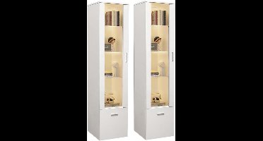 ApexArte® Vitrinekast met Glas - Dressoir Kasten - Opbergkast - Wit