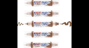 edding 5400 acrylic 3D double liner hazelnoot – 5 acryltubes – dubbele punt 2-3 mm & 5-10 mm – hoogwaardige waterbasis acrylverf voor canvas, hout & papier