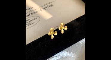 dames oorknoppen met bloemen-10mm-goud-zilver 925