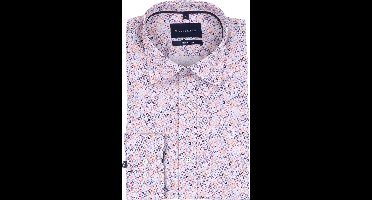 Suitable Overhemd Mosaic Print Roze - Maat 43 - Heren - Overhemden Formeel