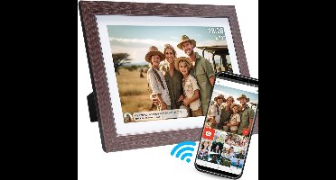 ApexArte® Digitale Fotolijst met Wifi - Fotolijsten - Frameo App - HD Kwaliteit - Donkerbruin