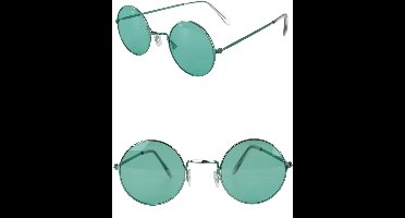 6x Hippie Uilebril flower power Groen glas