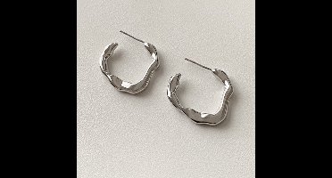 Gading® dames oorringen-zilverkleurig-onregelmatige vorm oorbellen- 20mm-25mm-zilver 925
