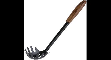 Alpina Keukengerei opscheplepel pasta spaghetti - zwart - kunststof en metaal - 31 x 7 cm