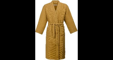 Linden&Green - Unisex Sauna Badjas - 100% Katoen Wafel Badjas - L - Geel - Katoen wafel - Kimono - Wafel Badjas dames - Wafel Badjas heren - Badjas dames en heren - L