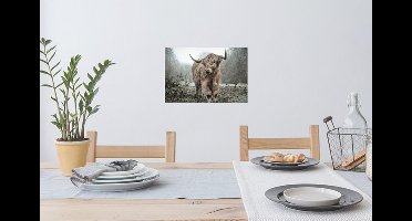 Muurstickers - Sticker Folie - Schotse hooglander - Natuur - Herfst - Dieren - Wild - Bos - 30x20 cm - Plakfolie - Muurstickers Kinderkamer - Zelfklevend Behang - Zelfklevend behangpapier - Stickerfolie