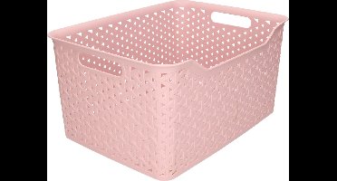 Plasticforte opbergmand/kastmandje - 18 liter - roze - kunststof - 29 x 39 x 19 cm