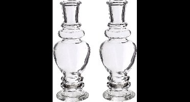 Ideas 4 Seasons Bloemenvaas Venice - 2x - voor kleine stelen/boeketten - gekleurd sierglas - helder transparant - D5.7 x H15 cm