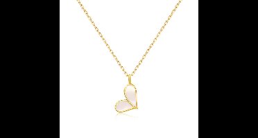 dames ketting met hartje-staal ketting -goudkleurig-24mm-6mm-40+6cm