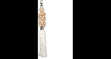 De Wooden Beads Sleutelhanger - Naturel Wit