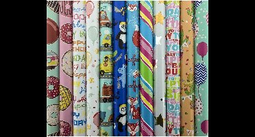 Assortiment 5 rollen luxe cadeaupapier inpakpapier voor kinderen en volwassenen Party - 200 x 70 cm