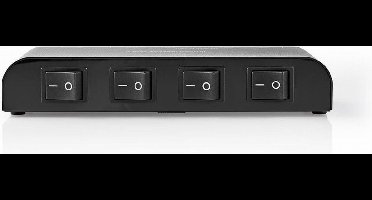 Nedis Speaker Control Box - 4-Poorts poort(en) - Klemmen - Luidspreker Impedantie: 4-16 Ohm - Maximale Belasting per Kanaal: 200 W - Aluminium - Zwart