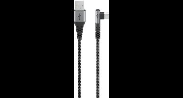 Goobay USB-C haaks (links/rechts) naar USB-A kabel - USB2.0 - tot 3A / nylon - 1 meter
