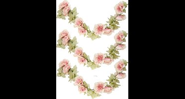 Chaks Rozen bloemenslinger - 3x - kunstplant/bloem - oud roze - 220 cm