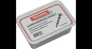 Gipsplaatschroef zwart 3.5 x 25 mm. lang. Gefosfateerd. 800 stuks. Deltafix. Technifix.