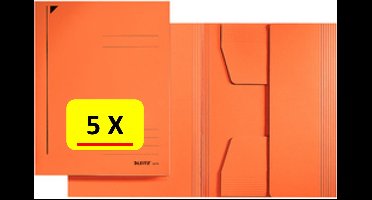 5 x Dossiermap - A4 - Leitz - Manilla karton - oranje