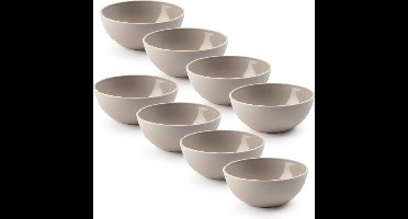 Plasticforte kommetjes/schaaltjes - 8x - dessert/ontbijt - kunststof - D12 x H5 cm - taupe