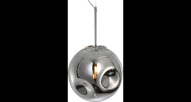 Leitmotiv Hanglamp Blown Glass - Rond Chroom - Ø30cm - Scandinavisch - Hanglampen Eetkamer, Slaapkamer, Woonkamer