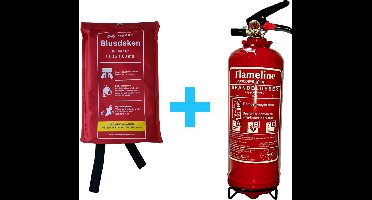 Poederblusser 2 KG ABC & Blusdeken 100 x 100cm - Vorstvrij - Met montagebeugel & ophangoog - Ook voor auto, boot, caravan of camper - Inclusief keuringssticker - Mexxo