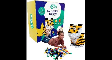 Clics Tijger bouwblokken box– DUURZAAM SPEELGOED gemaakt van GERECYCLEERDE kunststof- bouwset grote tijger - speelgoed 4,5,6,7,8 jaar jongens en meisjes- educatief speelgoed- Montessori speelgoed- constructie speelgoed