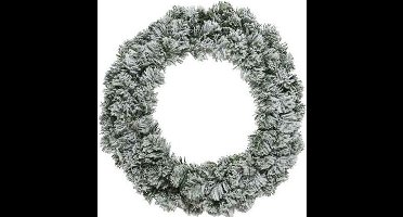 Groen/witte kerstkrans 50 cm Imperial met kunstsneeuw - Kerstkransen kerstversieringen/kerstdecoraties