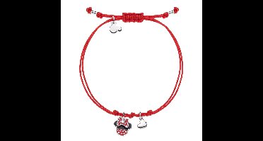 Disney 4-DIS008 Armband Minnie Mouse - Minnie Armbandje - Disney Sieraden - One Size - Maat verstelbaar - 3 Hangertjes - Minnie 9,6mm - 925 - Zilver - Rood