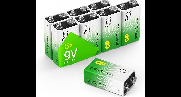 GP Extra Alkaline 9V Batterij - 8 stuks 9 volt batterij (9v blok, MN1604, 6LR61) met nieuwe G-TECH Technologie voor lange looptijd & gepatenteerde lekbescherming