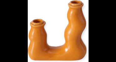 Boltze - Kandelaar - Kaarsenhouder - Limaro - Oranje - Keramiek - 15cm