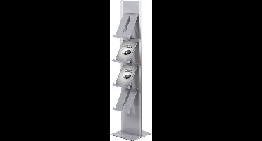 Brochurerek Totem met Stalen Legplanken Zilver - Syna BRT4S - Horeca & Professioneel