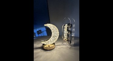 Tafellamp - Nachtlampje LED met Dimmer - Bureaulamp wit-warm licht - Sfeerlamp - Crystal lamp ster en maan