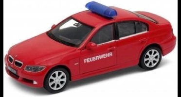 BMW 330i Brandweer (Rood) (12 cm) 1/34 Welly {Modelauto - Schaalmodel - Miniatuurauto - Speelgoed | Ambulance Politie Brandweer | Brandweerauto Brandweerwagen Politieauto Politiewagen Ambulancewagen}