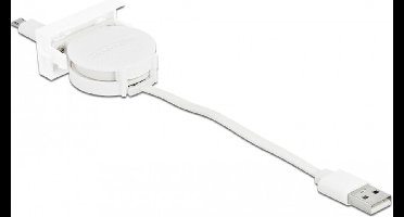 Eenvoudig 45 Module USB 2.0 Intrekbare kabel USB Type-A tot Easy-USB Type Micro-B White