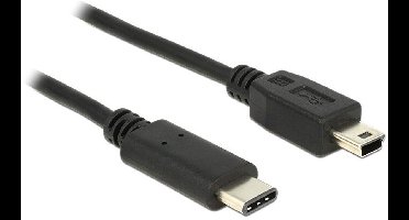 Delock 83335 USB-kabel USB 2.0 USB-mini-B stekker, USB-C stekker 0.50 m Zwart