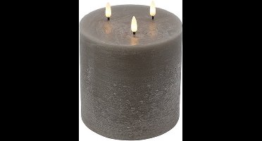 LED kaars - Stompkaars grijs - led kaarsen met flikkerende vlam 15x15 cm
