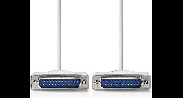 Nedis Seriële Kabel - D-SUB 25-Pins Male - D-SUB 25-Pins Male - Vernikkeld - 2.00 m - Rond - PVC - Ivoor - Label