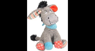 Flamingo hondenspeelgoed – Molly Ezel Zittend Grijs 20cm – pluche hondenspeeltje met squeaker – zachte hondenknuffel