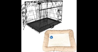 Draadkooi ninja edition met schuifdeur 122x76x84 cm zwart + gratis benchmat