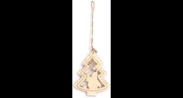 GC Houten Hanger Kerstboom Kerstman 13x11 cm