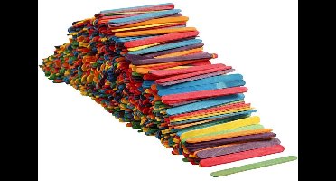 Creativ Company Constructiehoutjes L: 11,4 cm B: 10 mm Gekleurd 1000 stuks