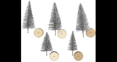CC Kerstbomen 40-60 mm Zilver 5 stuks