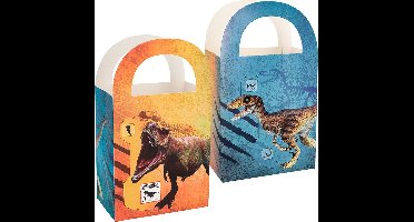 Boland - Set 4 papieren feestzakjes T-rex - -