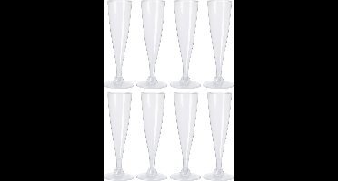 EH Prosecco/champagneglazen - 8x - transparant - kunststof - 130 ml - herbruikbaar