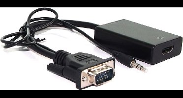 VGA + 3,5mm Jack (m) naar HDMI adapter met HDCP - voeding via Micro USB / zwart - 0,15 meter