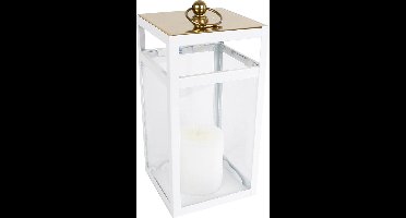 Lantaarn Rosa goud/wit metaal 15,5x15,5x32,5cm